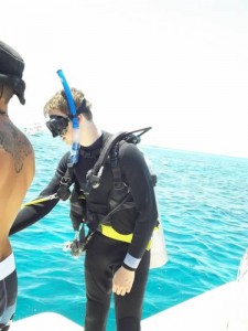 Spencer getting ready for Coral Transplant Dive