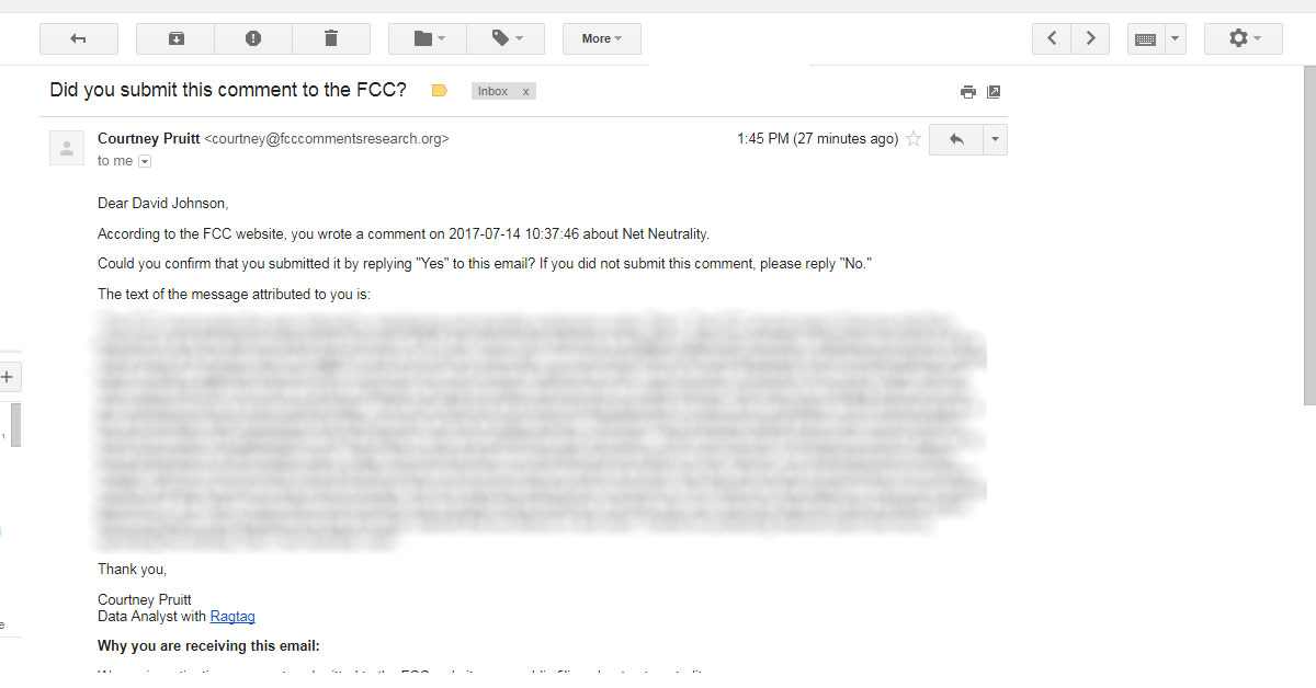 Did you submit this comment to the FCC?